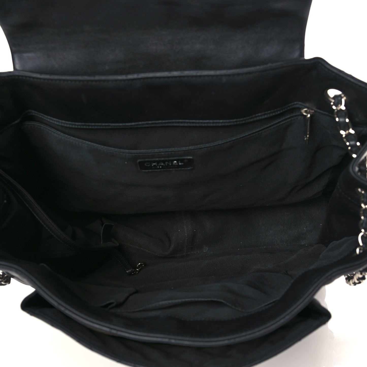 Calfskin Quilted Flap Tote Black