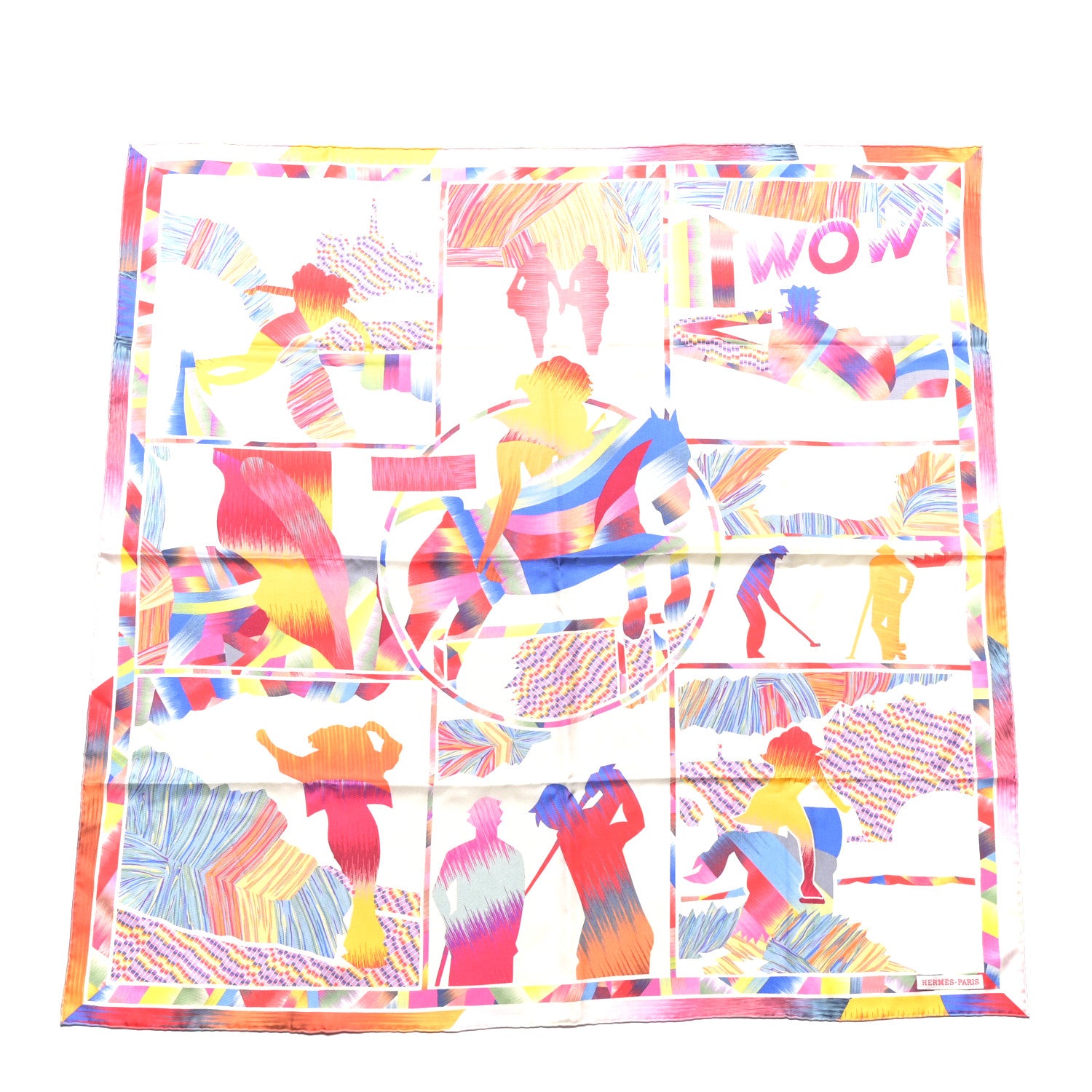 Hermes Silk Wow Marble Scarf 90 Rose White Bleu 1 of 3