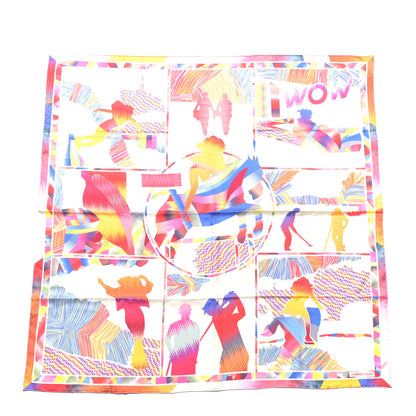 Hermes Silk Wow Marble Scarf 90 Rose White Bleu 1 of 3