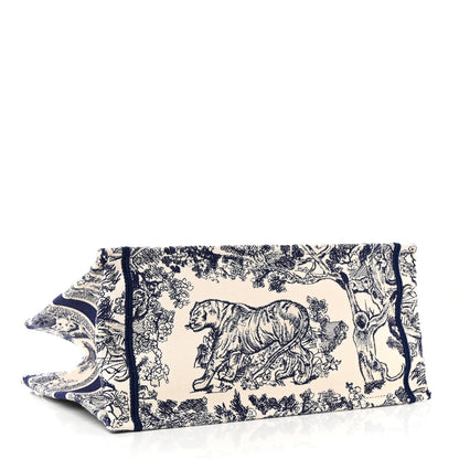 Christian Dior Canvas Embroidered Medium Dioriviera Toile De Jouy Book Tote Blue 4 of 13