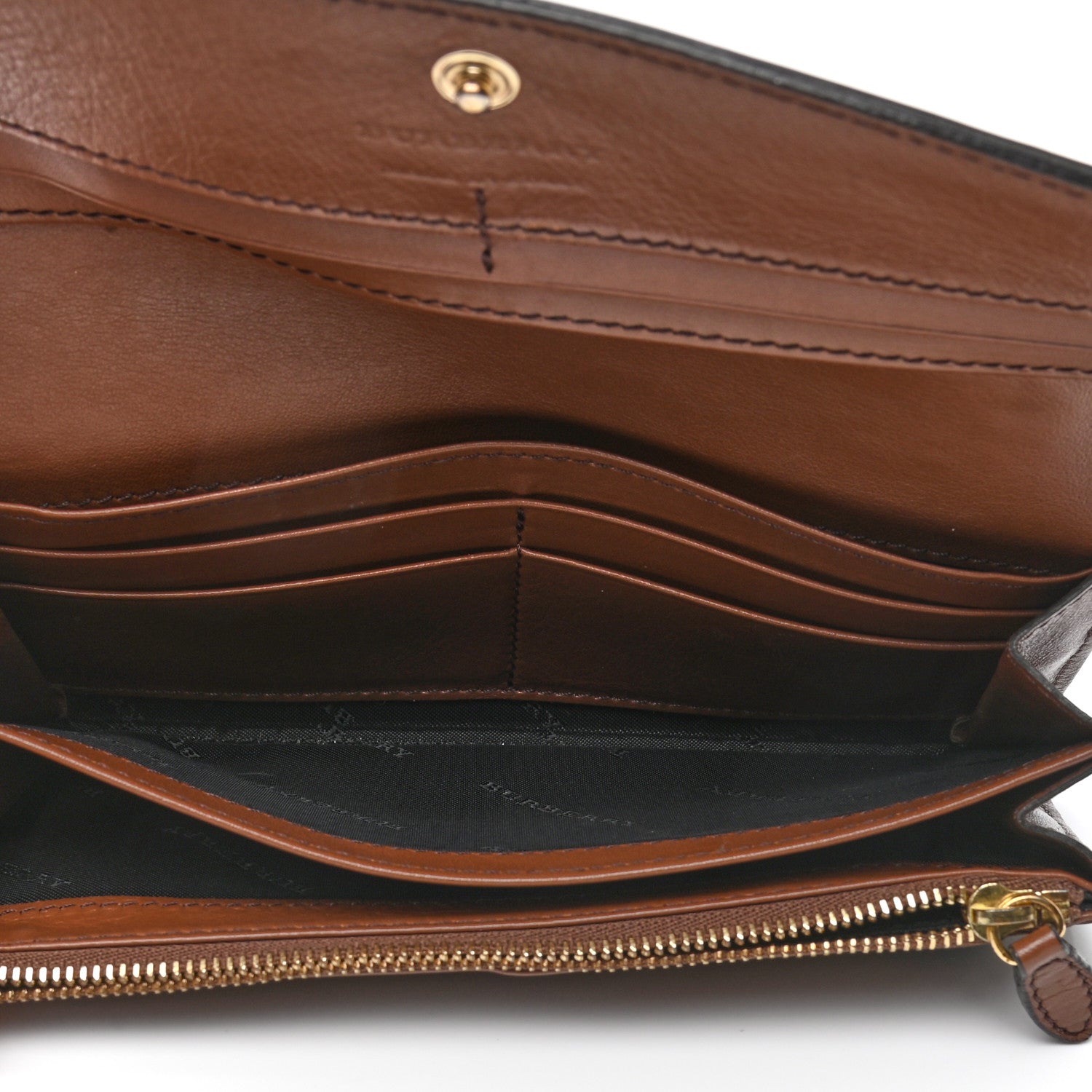 Burberry Grainy Calfskin House Check Continental Wallet Tan 5 of 13