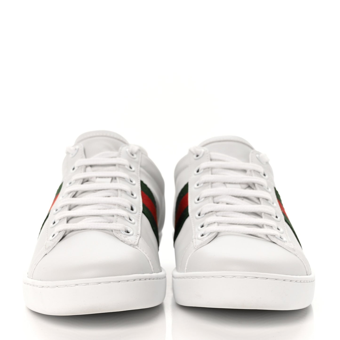 Calfskin Crocodile Web Womens Ace Sneakers 37 White Green