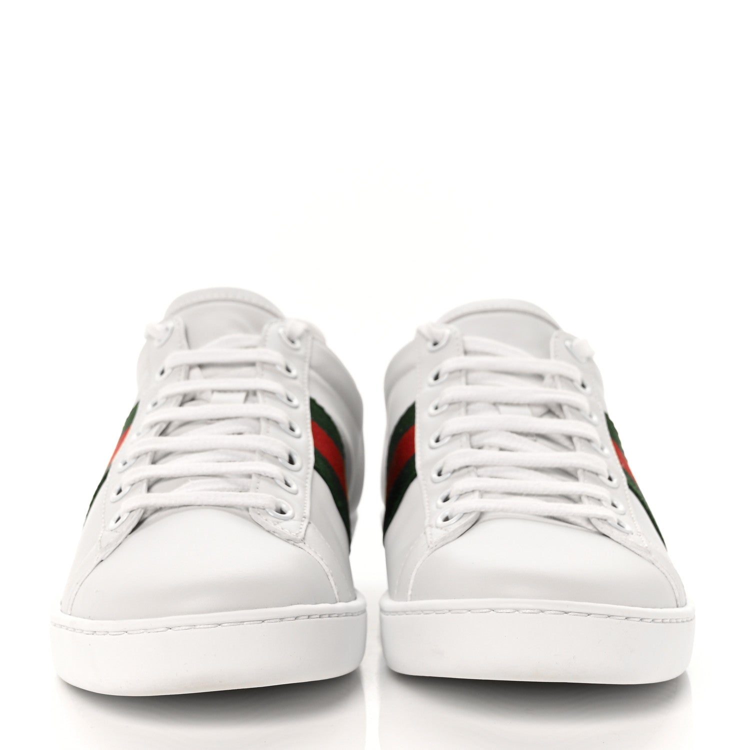 Gucci Calfskin Crocodile Web Womens Ace Sneakers 37 White Green 2 of 8