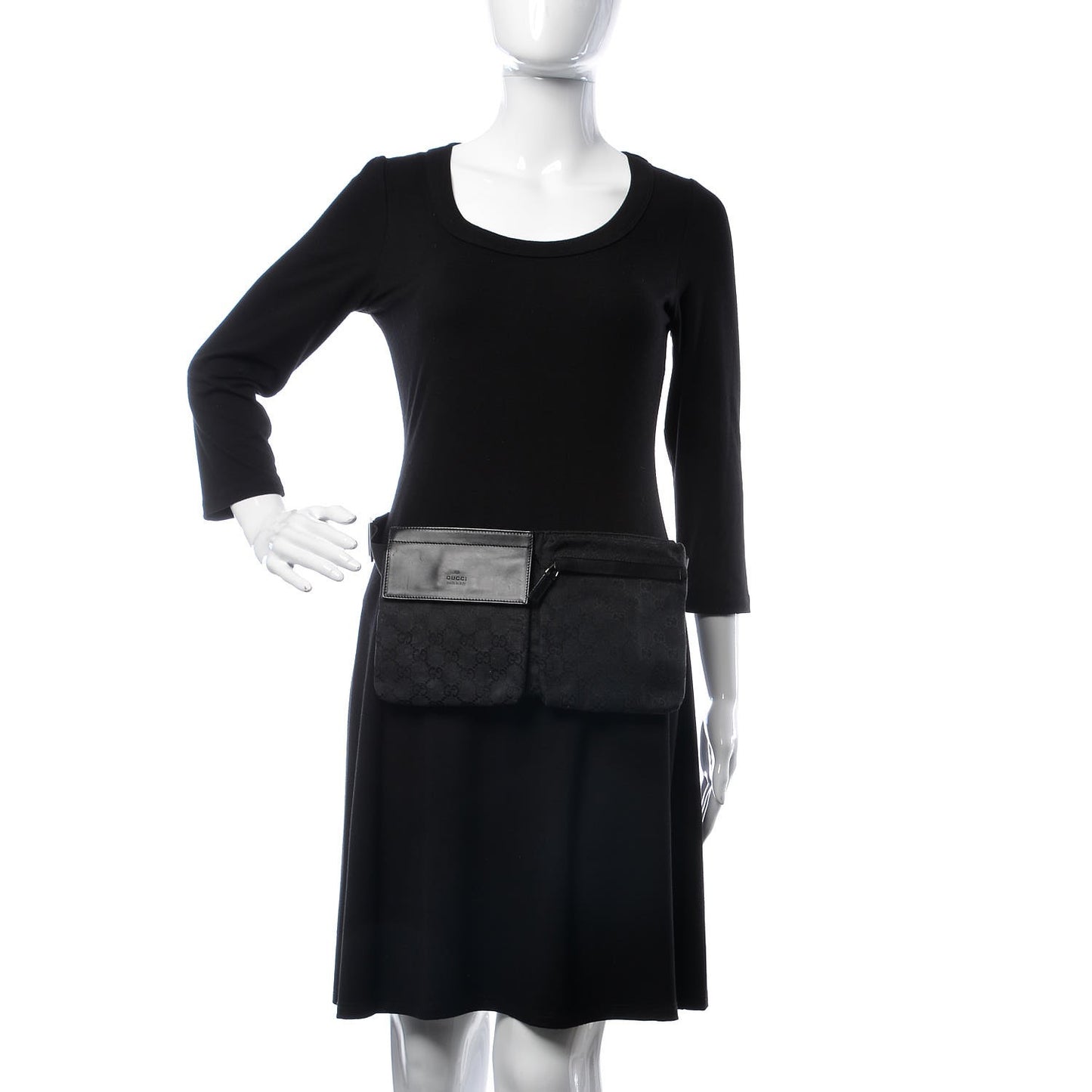 GG Monogram Double Pocket Belt Bag Black