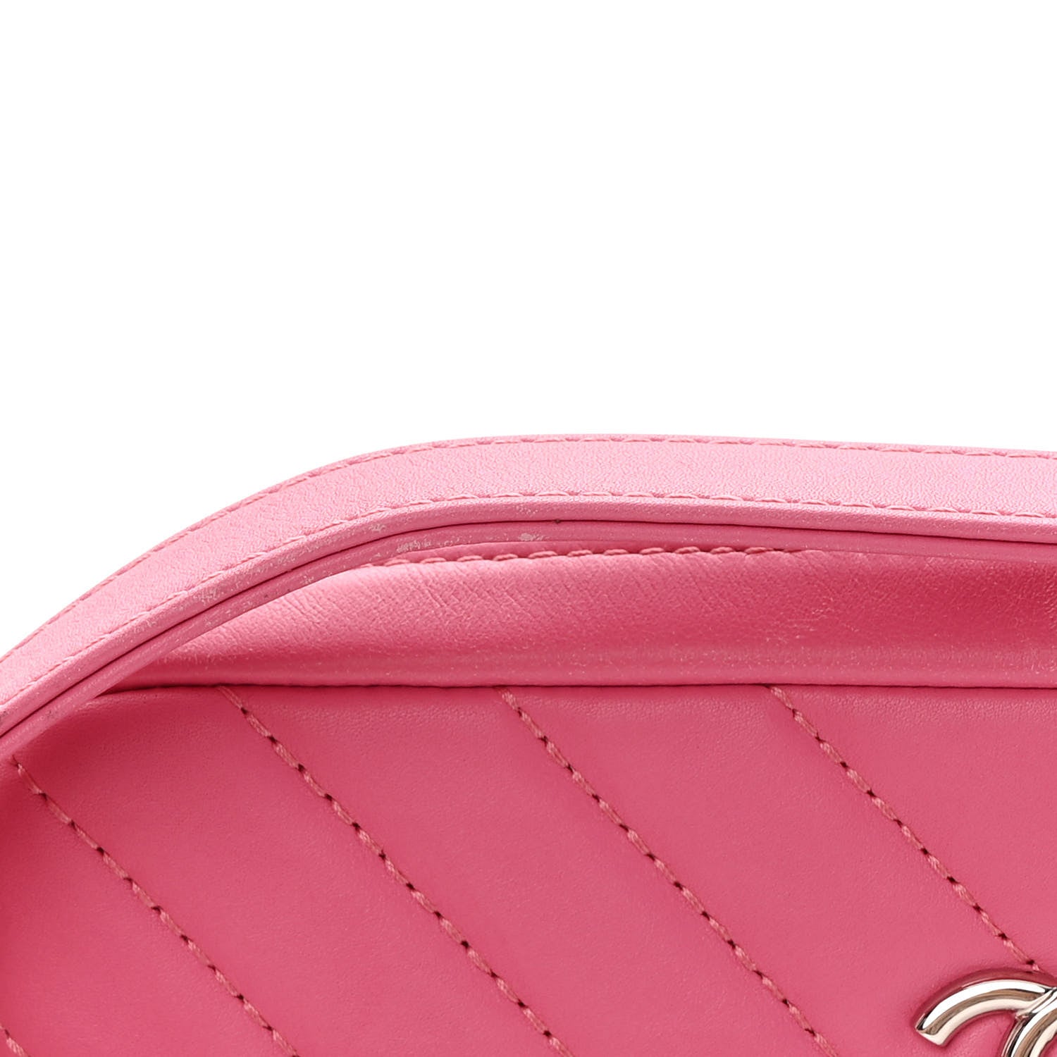 Chanel Lambskin Chevron Quilted Small Promenade Camera Case Pink 15 of 16