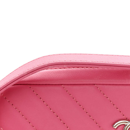 Chanel Lambskin Chevron Quilted Small Promenade Camera Case Pink 15 of 16