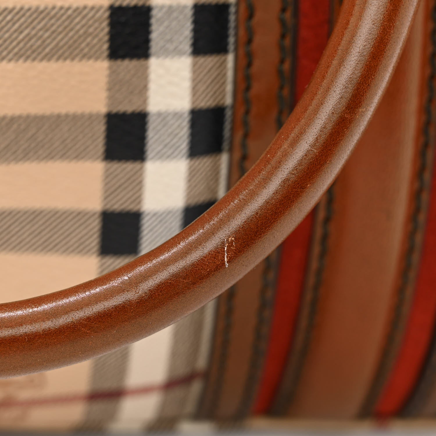 Burberry Haymarket Check Medium Alchester Bowling Bag Brown 13 of 14