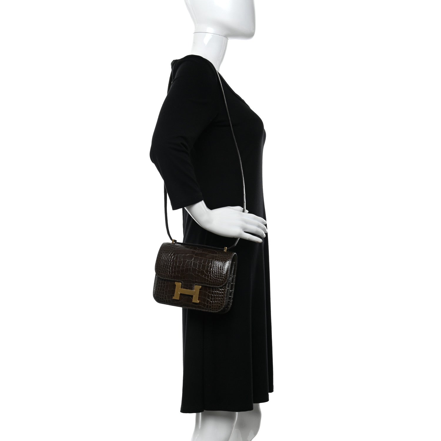 Hermes Shiny Alligator Constance 18 Gris Elephant 2 of 11
