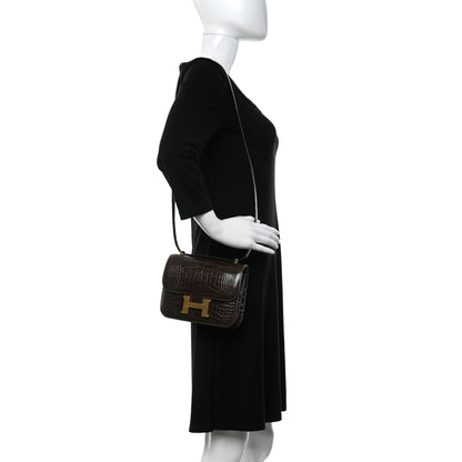 Hermes Shiny Alligator Constance 18 Gris Elephant 2 of 11