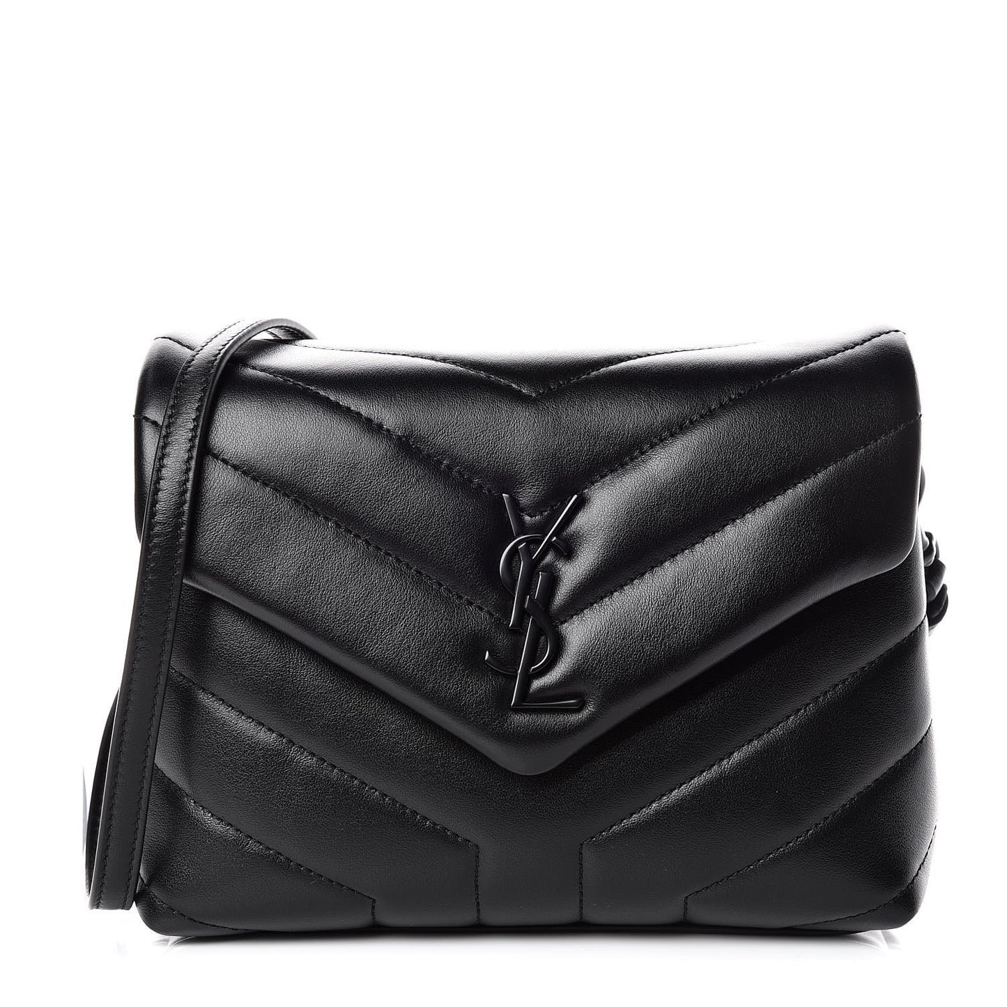 Calfskin Y Quilted Monogram Toy Loulou Crossbody Bag Black