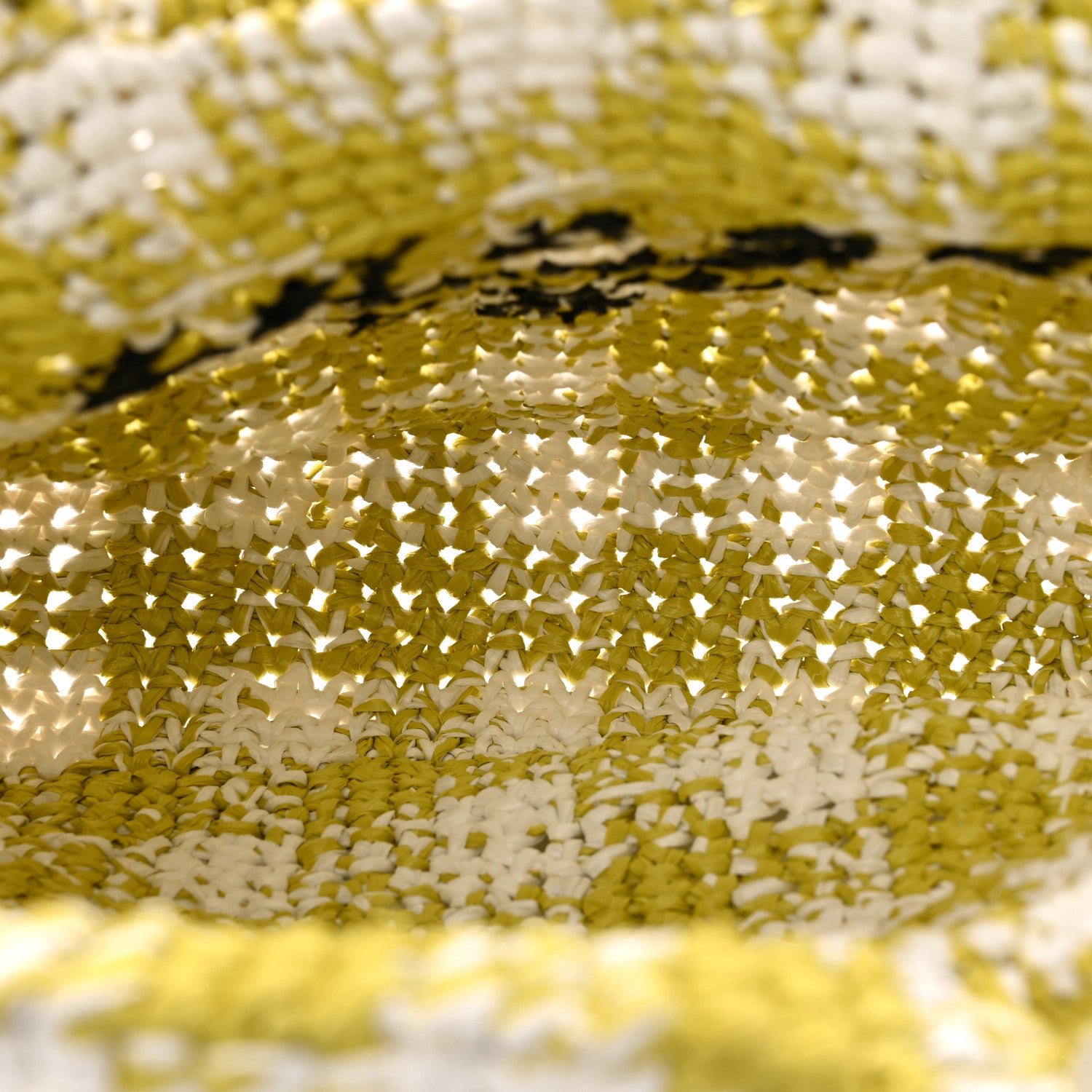 Prada Yarn Raffia Effect Crochet Embroidered Small Logo Tote Citron Yellow 5 of 9