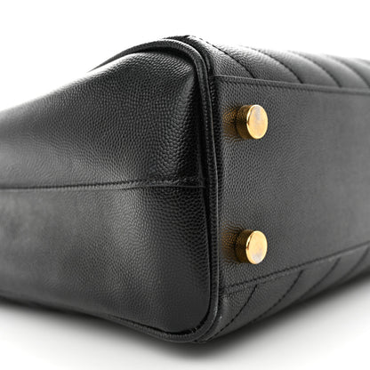 Saint Laurent Grain De Poudre Matelasse Chevron Monogram Shopping Bag Black 9 of 14