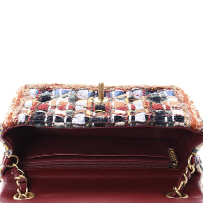 Chanel Tweed Quilted Mini Rectangular Flap Blue Orange Navy Beige 5 of 11