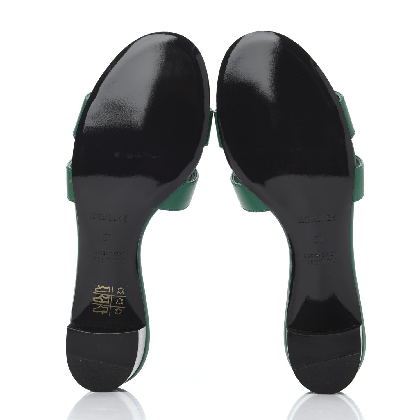 Calfskin Oasis Sandals 37 Vert Emeraude
