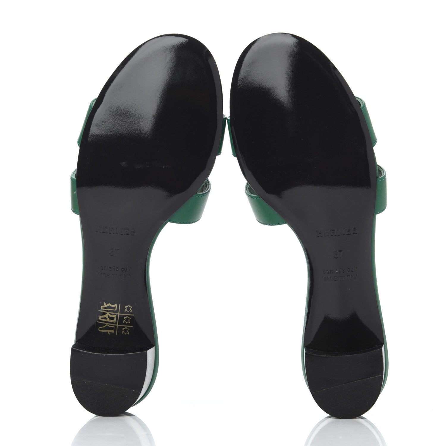 Hermes Calfskin Oasis Sandals 37 Vert Emeraude 9 of 18