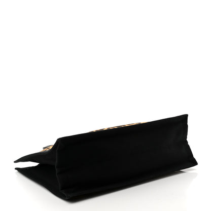 Saint Laurent Canvas Calfskin Leopard Print Rive Gauche Noe Tote Natural Black 4 of 10
