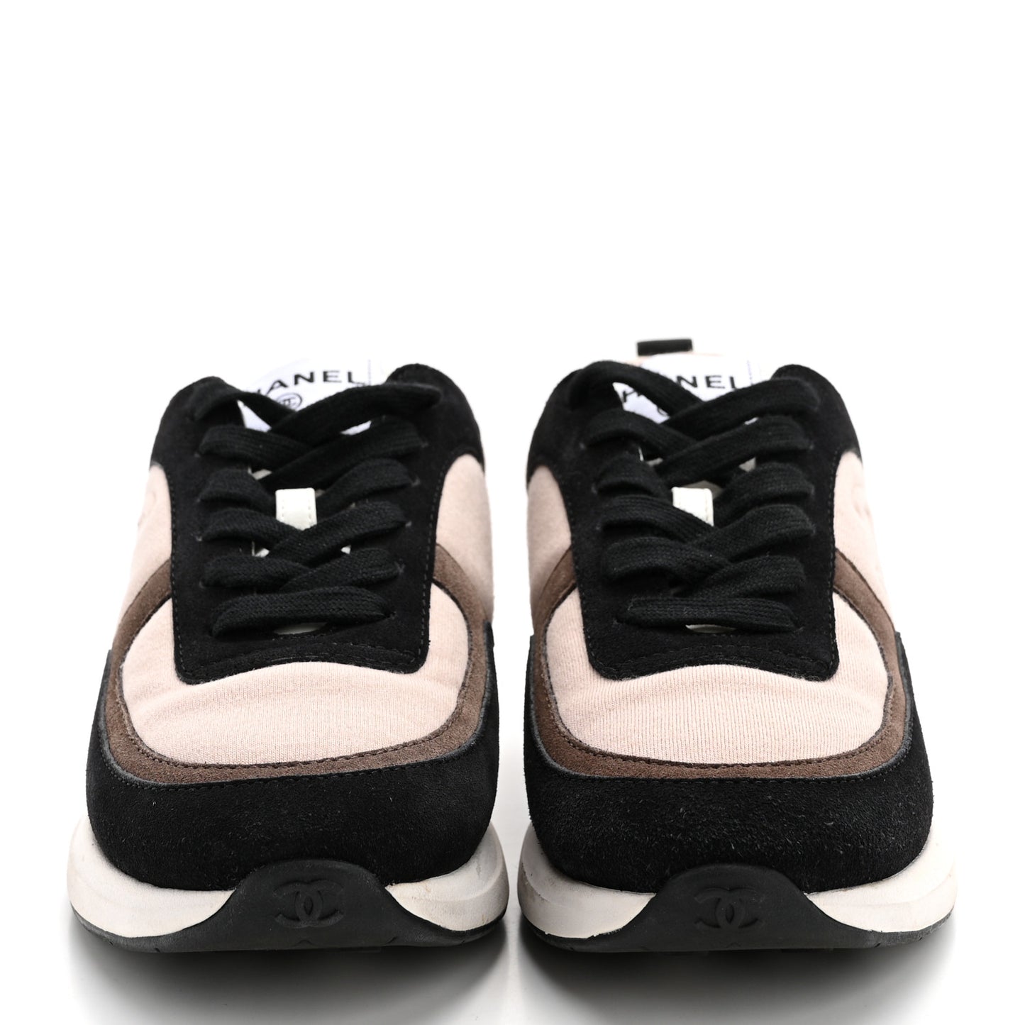 Suede Calfskin Fabric CC Sneakers 36 Dark Grey Light Pink