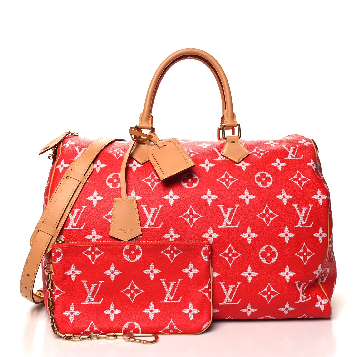 Louis Vuitton Calfskin Monogram Speedy P9 Bandouliere 50 Red 2 of 13