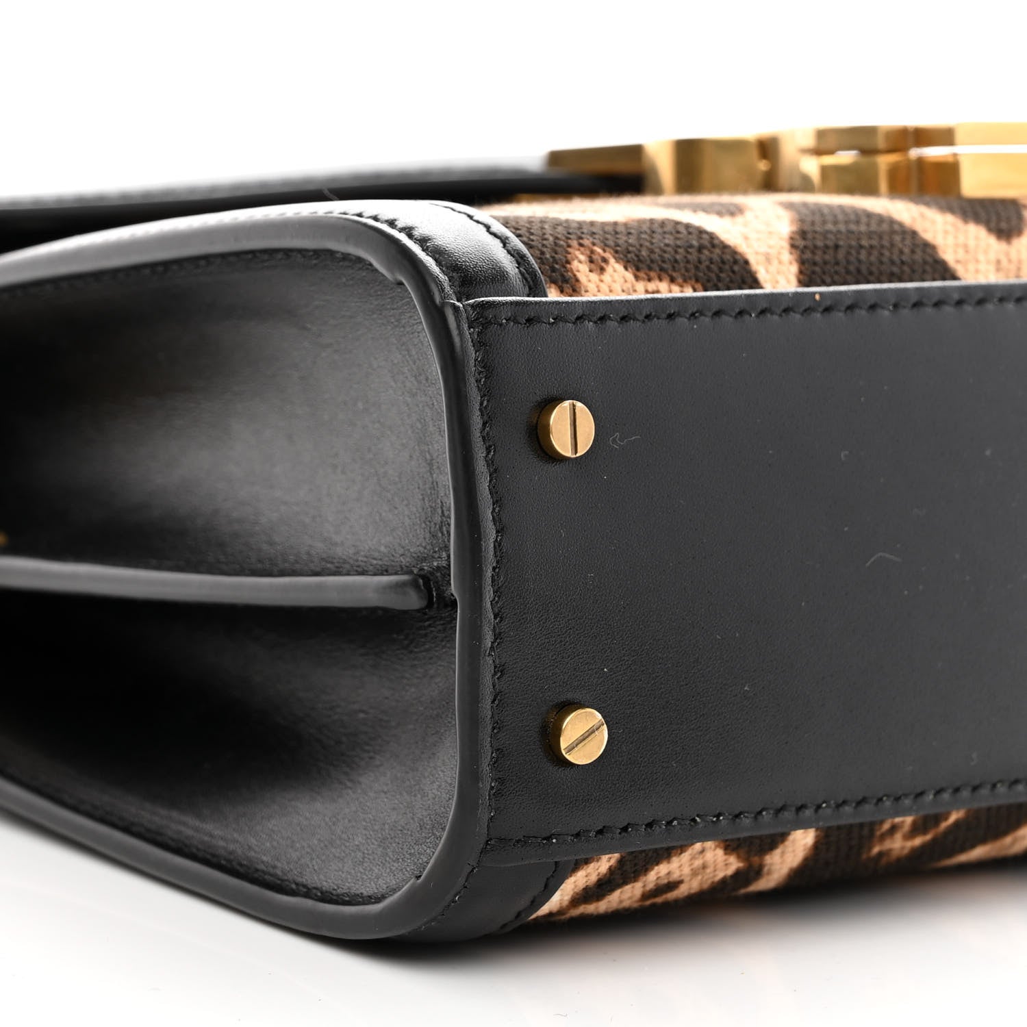 Saint Laurent Canvas Leopard Print Mini Classic Monogram Cassandra Top Handle Black 10 of 11