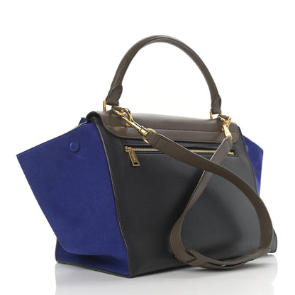 Celine Smooth Calfskin Suede Medium Tri-color Trapeze Indigo 3 of 18