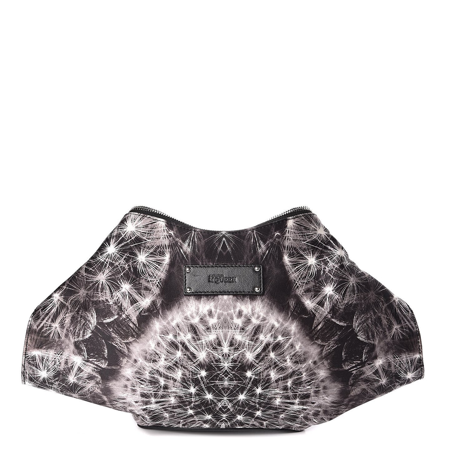 Silk Dandelion Print De Manta Clutch Black