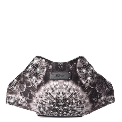Alexander McQueen Silk Dandelion Print De Manta Clutch Black 1 of 9