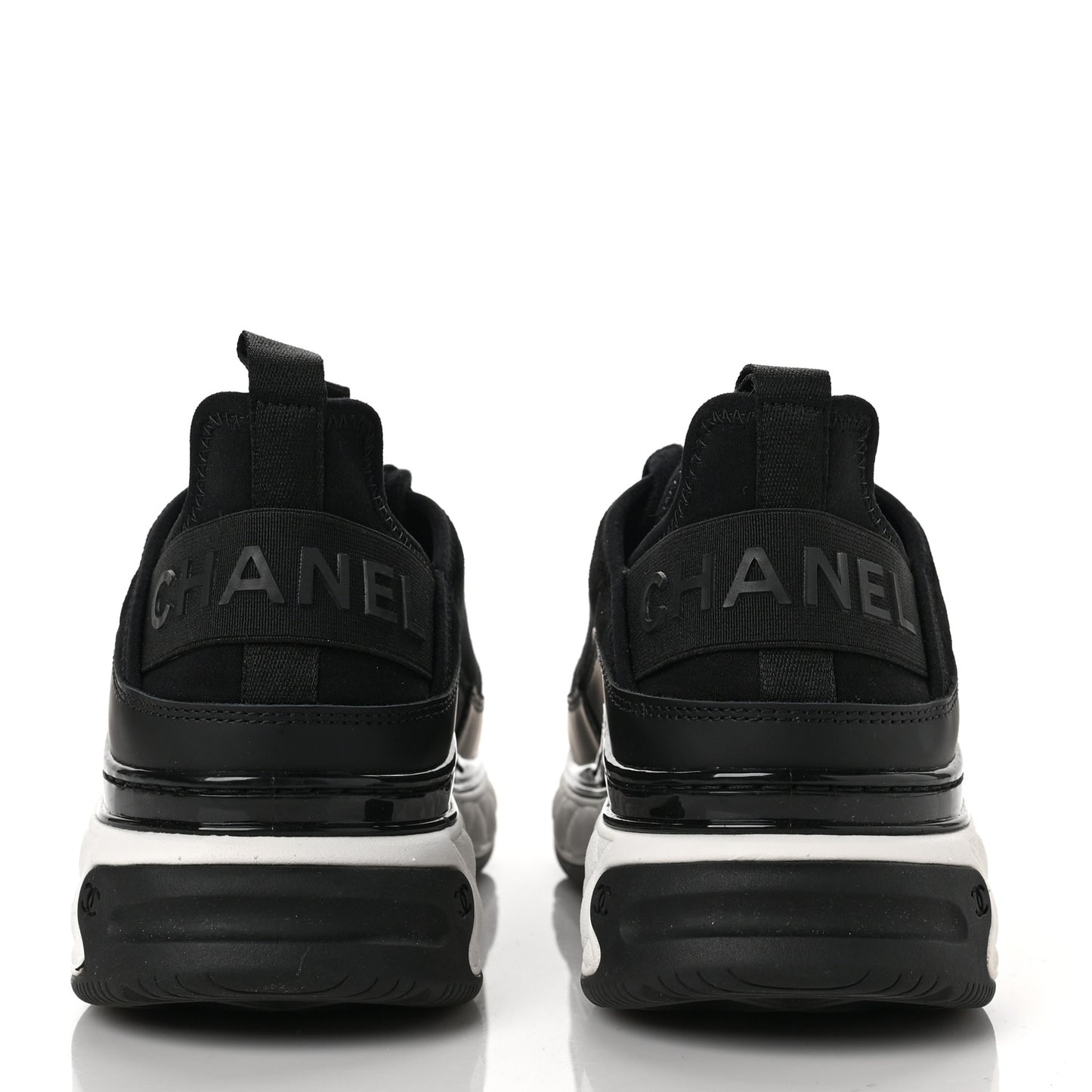 Velvet Calfskin Mixed Fibers CC Sneakers 38.5 Black