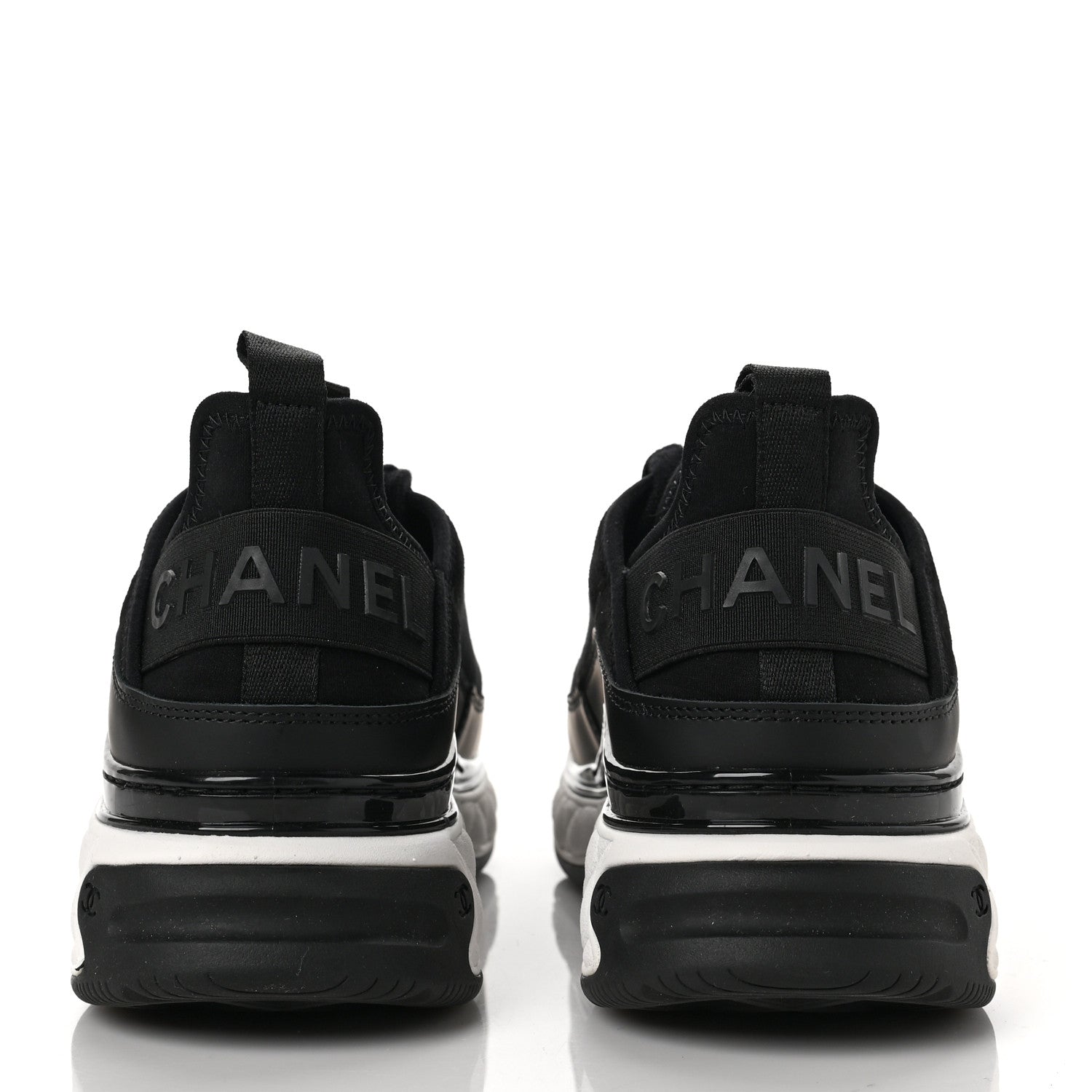 Chanel Velvet Calfskin Mixed Fibers CC Sneakers 38.5 Black 5 of 9