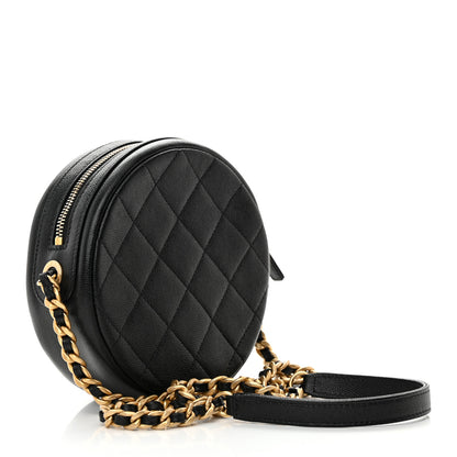 Chanel Caviar Quilted Small Round Bag With Chain Black 3 of 10
