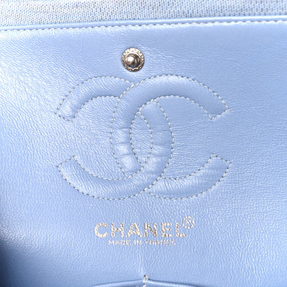Chanel Jersey Quilted Small Double Flap Blue Clair 6 of 11