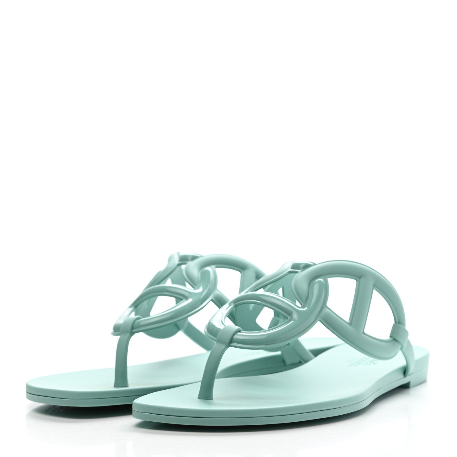 Hermes Rubber Womens Egerie Sandals 37 Vert Embrun 3 of 9