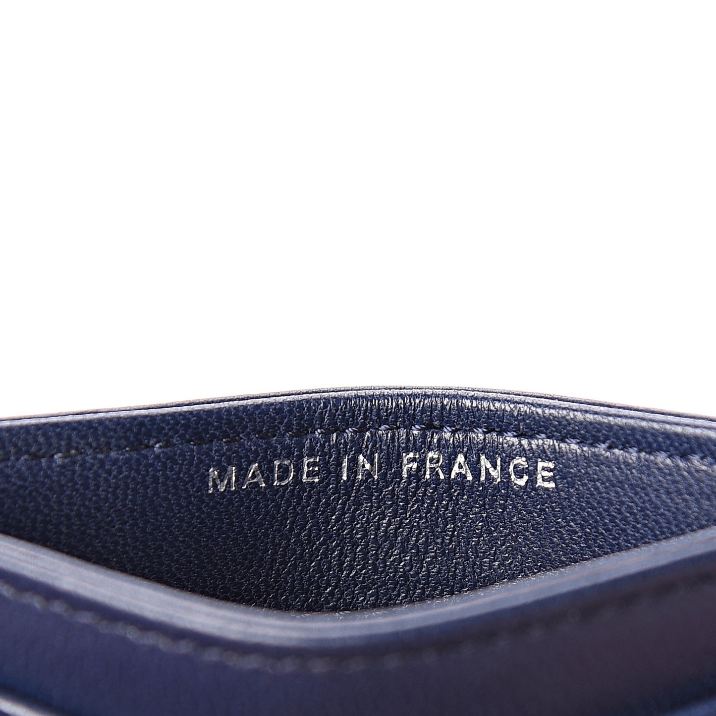 Lambskin Quilted Card Holder Navy Blue