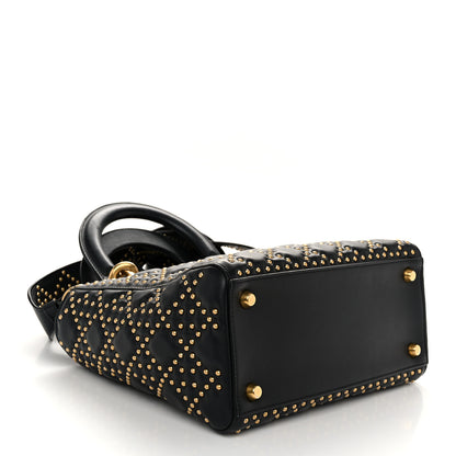 Christian Dior Calfskin Cannage Studded Medium Supple Lady Dior Black 4 of 12