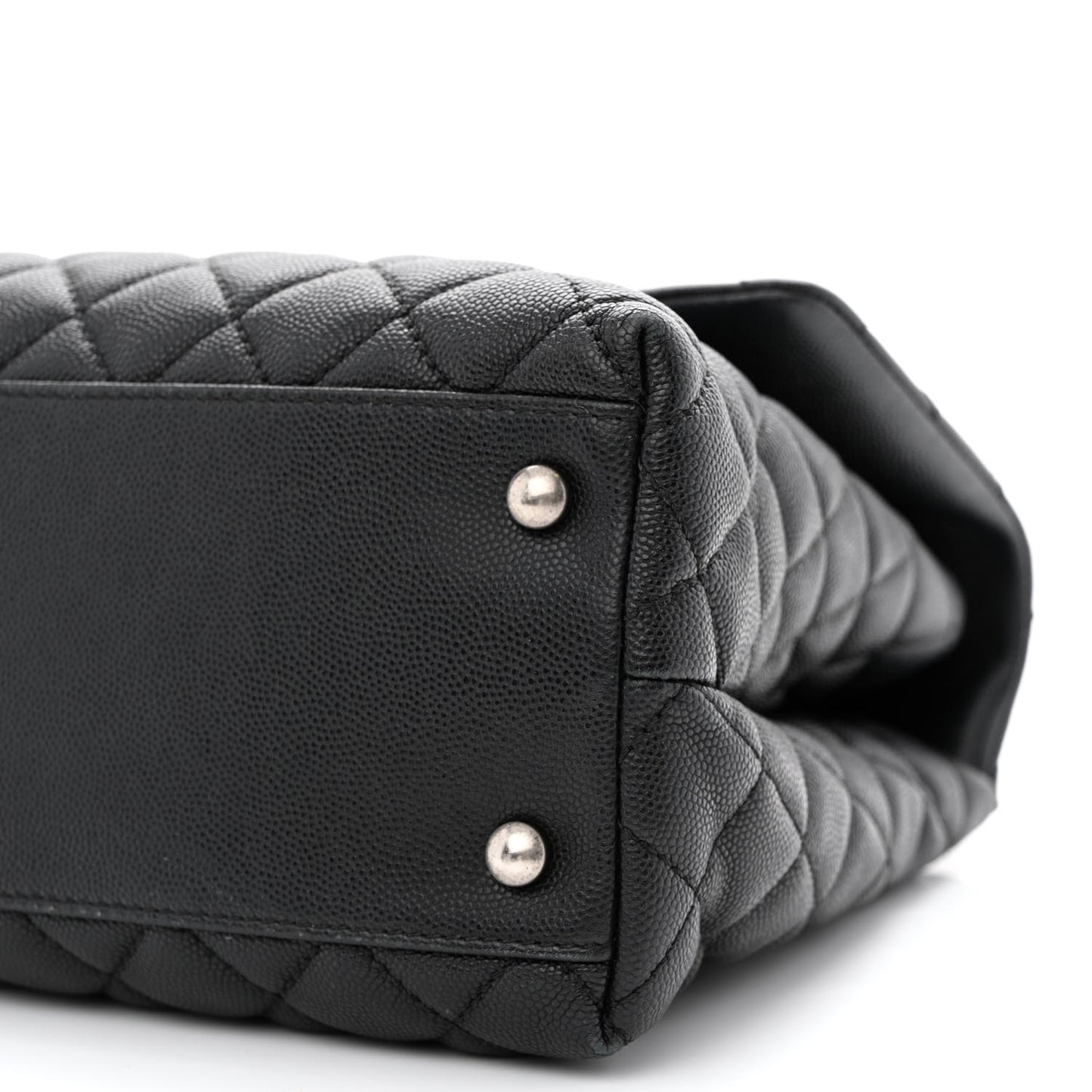 Caviar Lizard Quilted Medium Coco Handle Flap Black