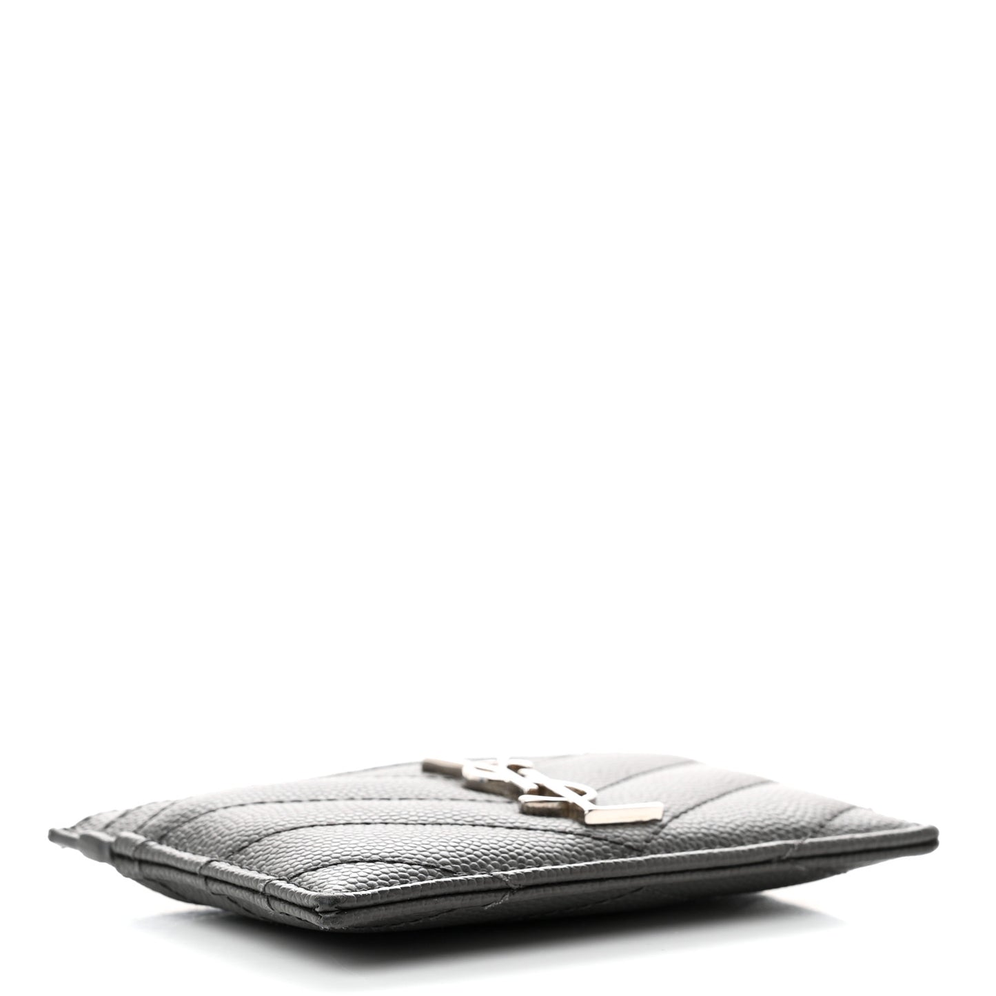 Grain De Poudre Matelasse Chevron Monogram Credit Card Case Coal