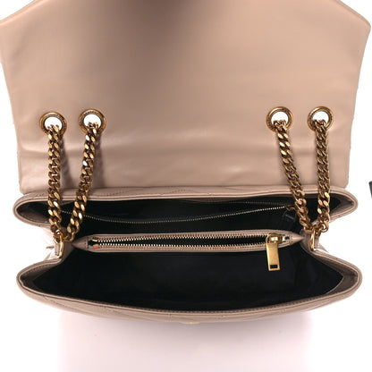 Saint Laurent Calfskin Y Quilted Monogram Medium Loulou Chain Satchel Dark Beige 5 of 12