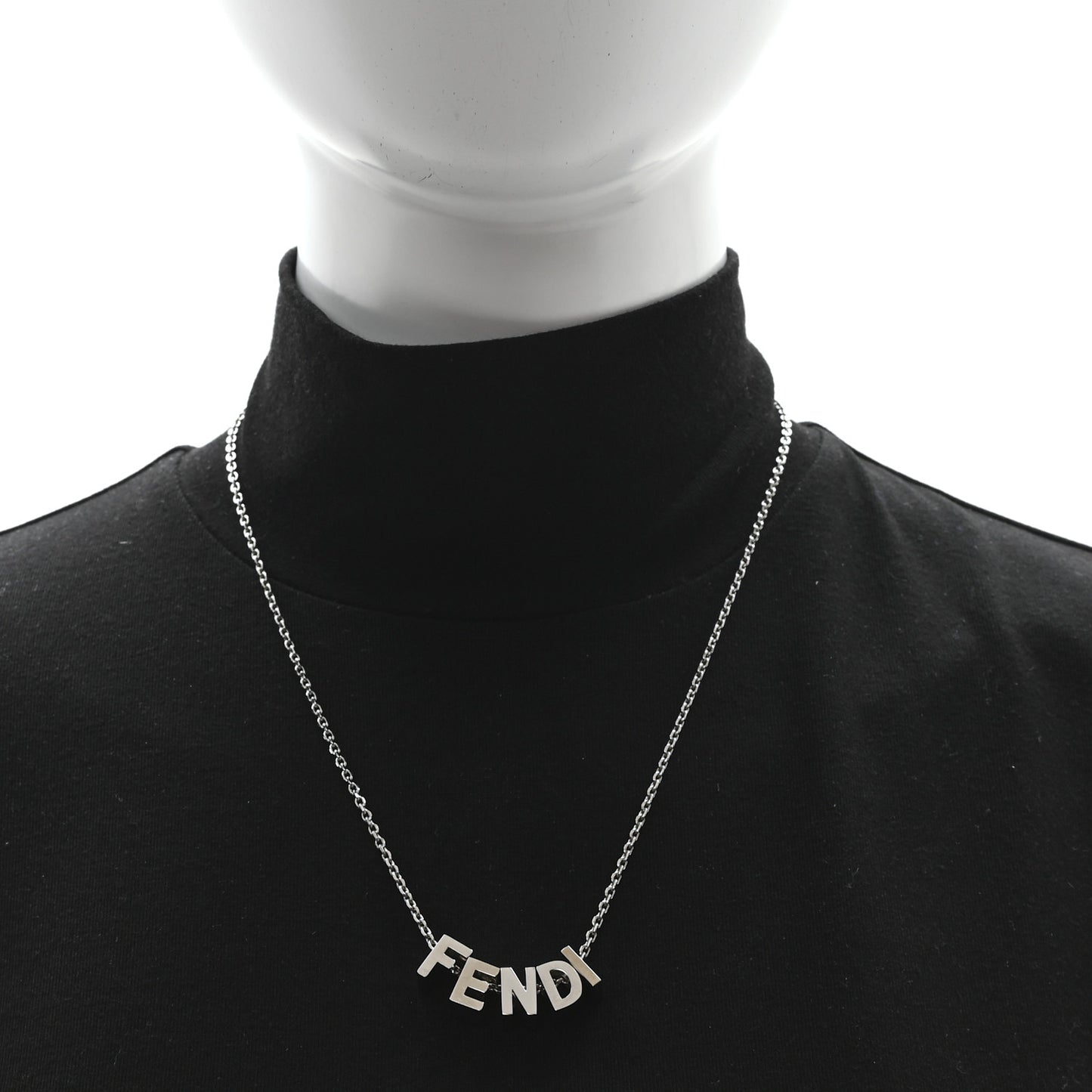Metal Logo Charm Necklace Silver