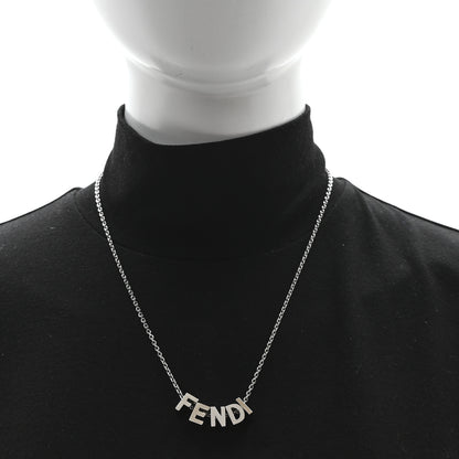 Fendi Metal Logo Charm Necklace Silver 2 of 4