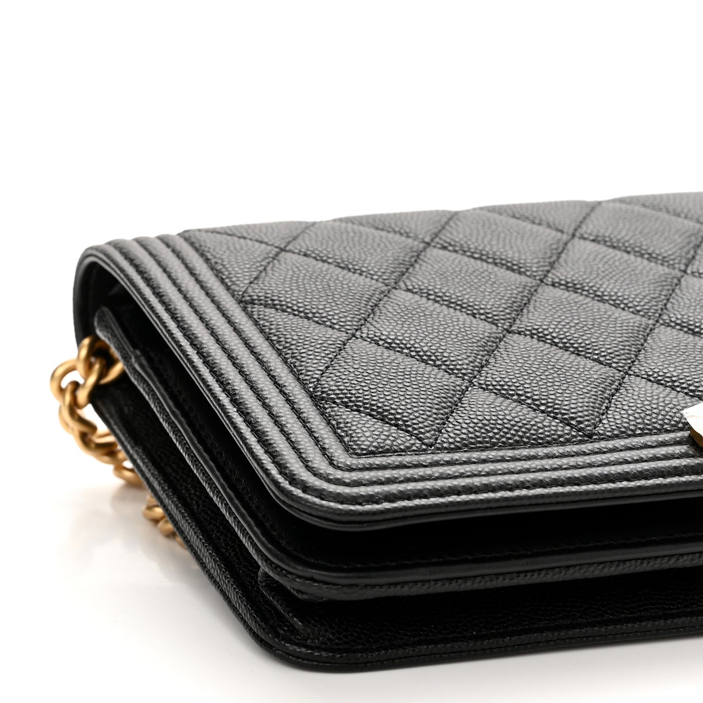 Caviar Quilted Boy Wallet On Chain WOC Black
