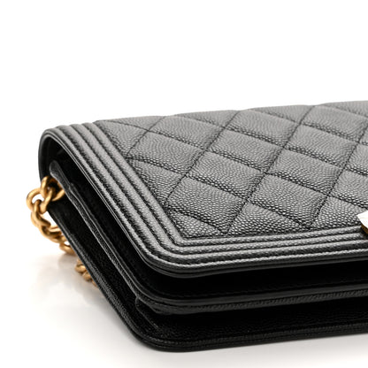 Chanel Caviar Quilted Boy Wallet On Chain WOC Black 10 of 12