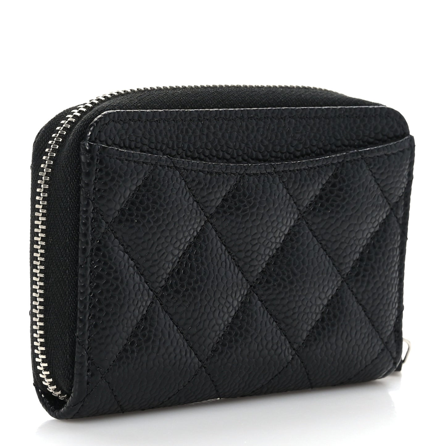 Caviar Quilted Zip Coin Purse Black