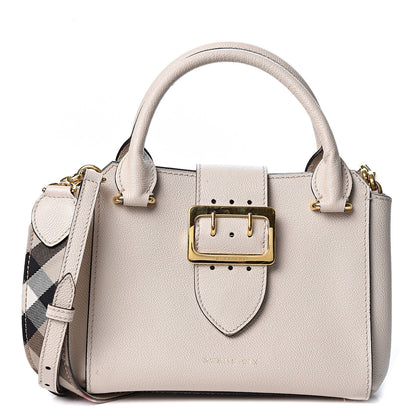 Burberry Soft Grain Calfskin Small Buckle Tote Limestone 1 of 12