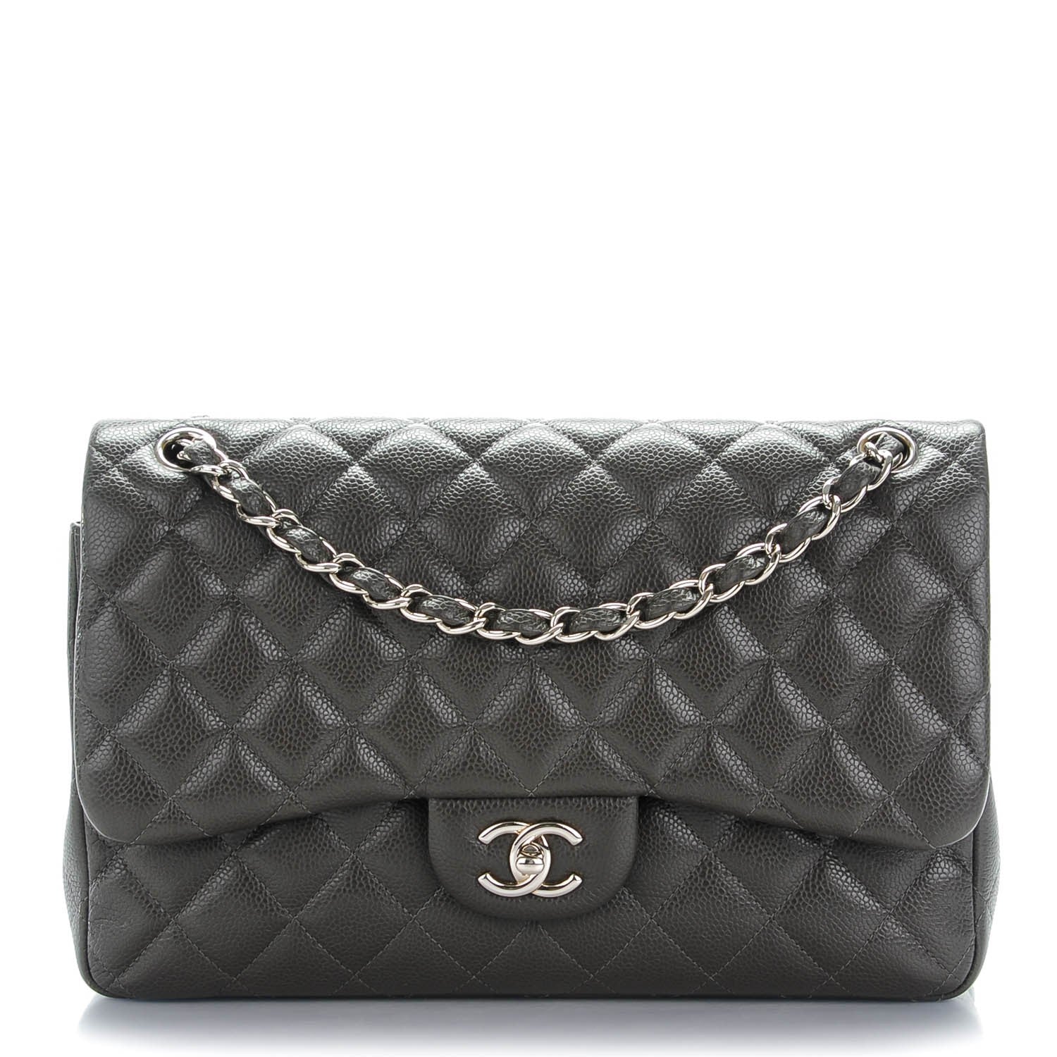 Chanel Caviar Quilted Jumbo Double Flap Dark Grey 1 of 8