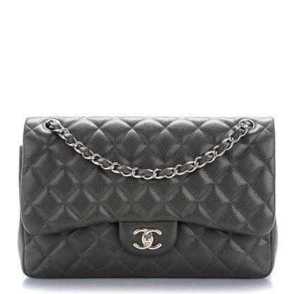 Chanel Caviar Quilted Jumbo Double Flap Dark Grey 1 of 8