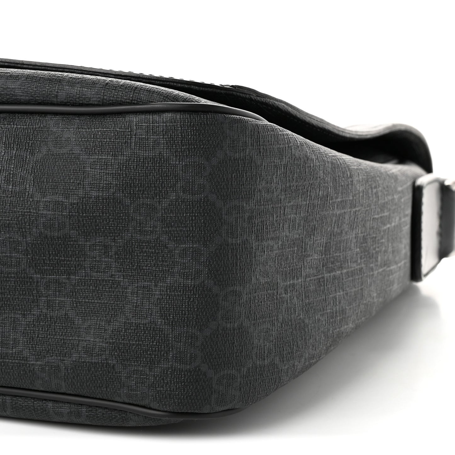GG Supreme Monogram Flap Messenger Bag Black Grey