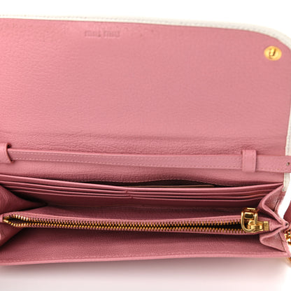Miu Miu Goatskin Madras Bi-Color Wallet On Chain White Pink 5 of 12