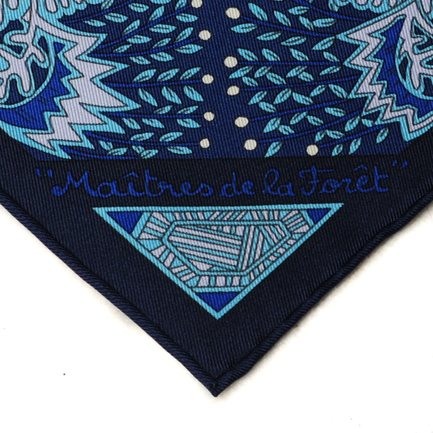Hermes Silk Maitre de la Foret Scarf 90 Marine Lavande Turquoise 4 of 7