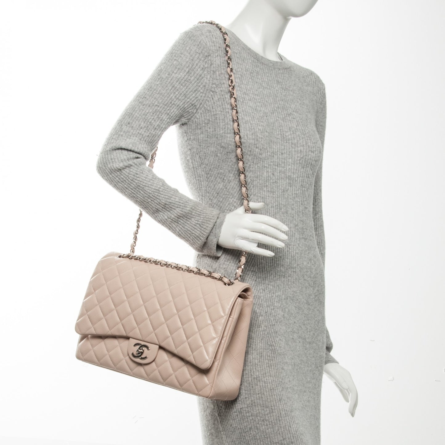 Caviar Maxi Double Flap Light Pink