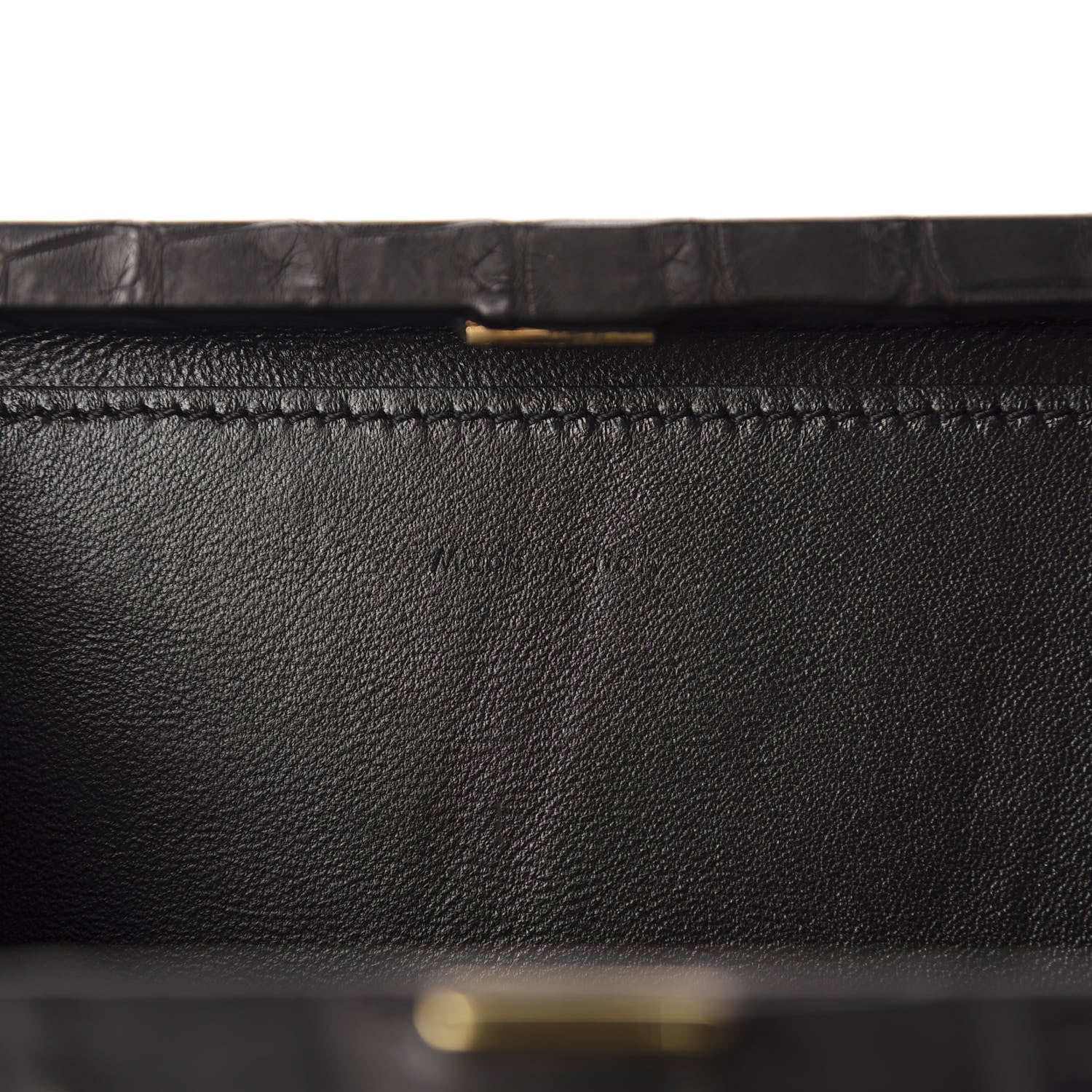 Celine Crocodile Embossed Calfskin Minaudiere Box Wrist Wallet Black 6 of 6