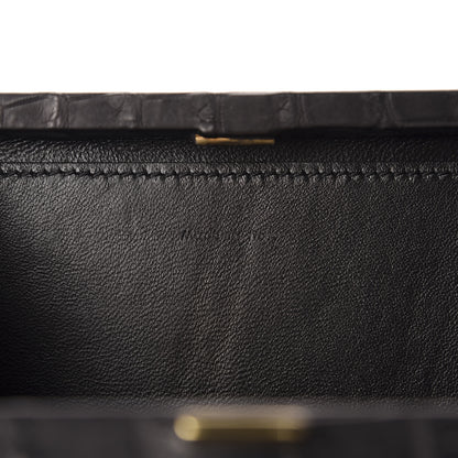 Celine Crocodile Embossed Calfskin Minaudiere Box Wrist Wallet Black 6 of 6